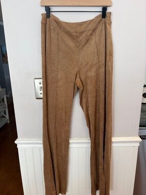 Camel Brown Faux Suede High Waisted Skinny Pants Leggings
